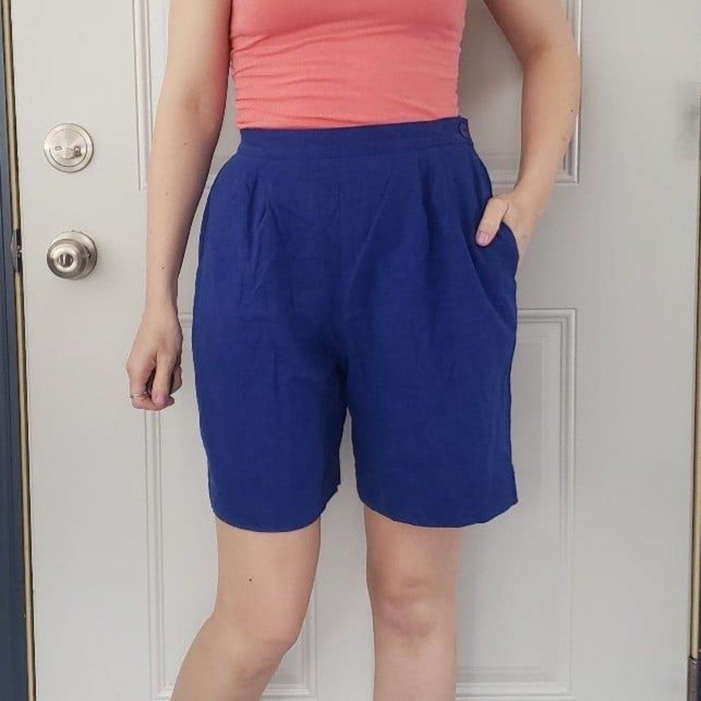 80s Blue High Waist Shorts